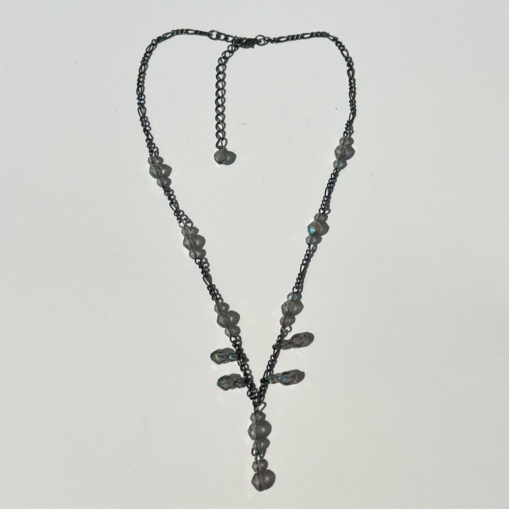Vintage stainless steel grey beaded necklace